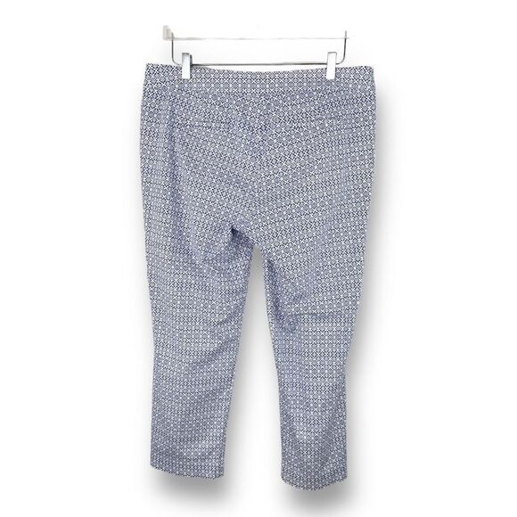 Donna Ricco Womens Pants Casual Monogram Print Blue White Size 12 - Picture 2 of 10